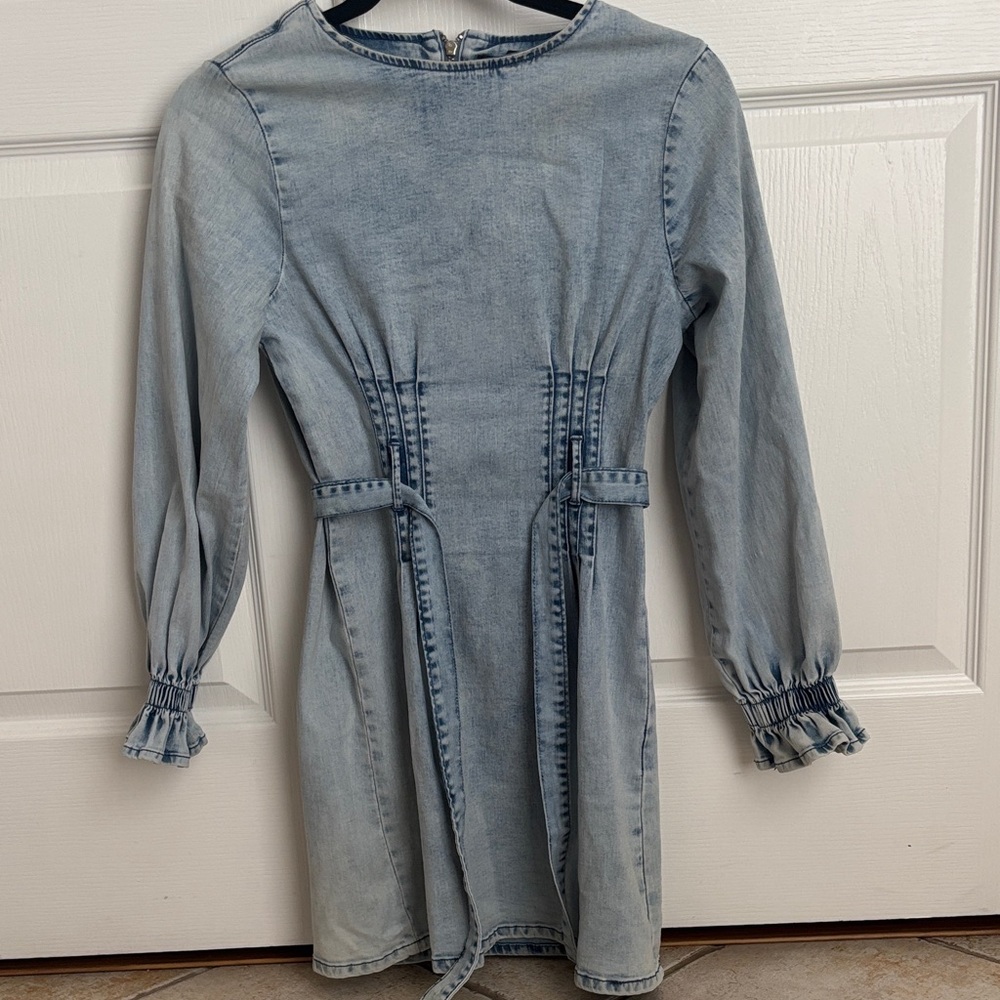 SHEIN Light Blue Denim Kids Dress
